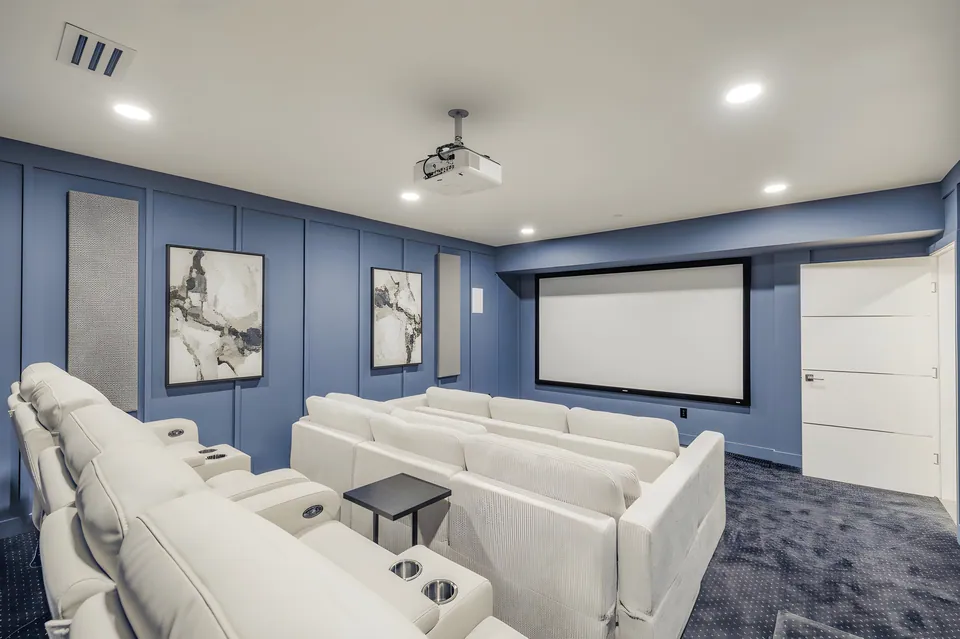 Media room with projection screen
