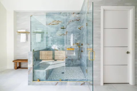 Primary bathroom glass shower