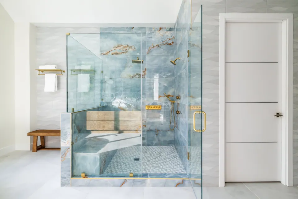 Primary bathroom glass shower