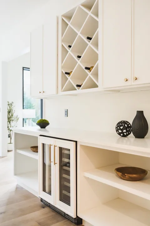 Bar cabinetry with wine storage