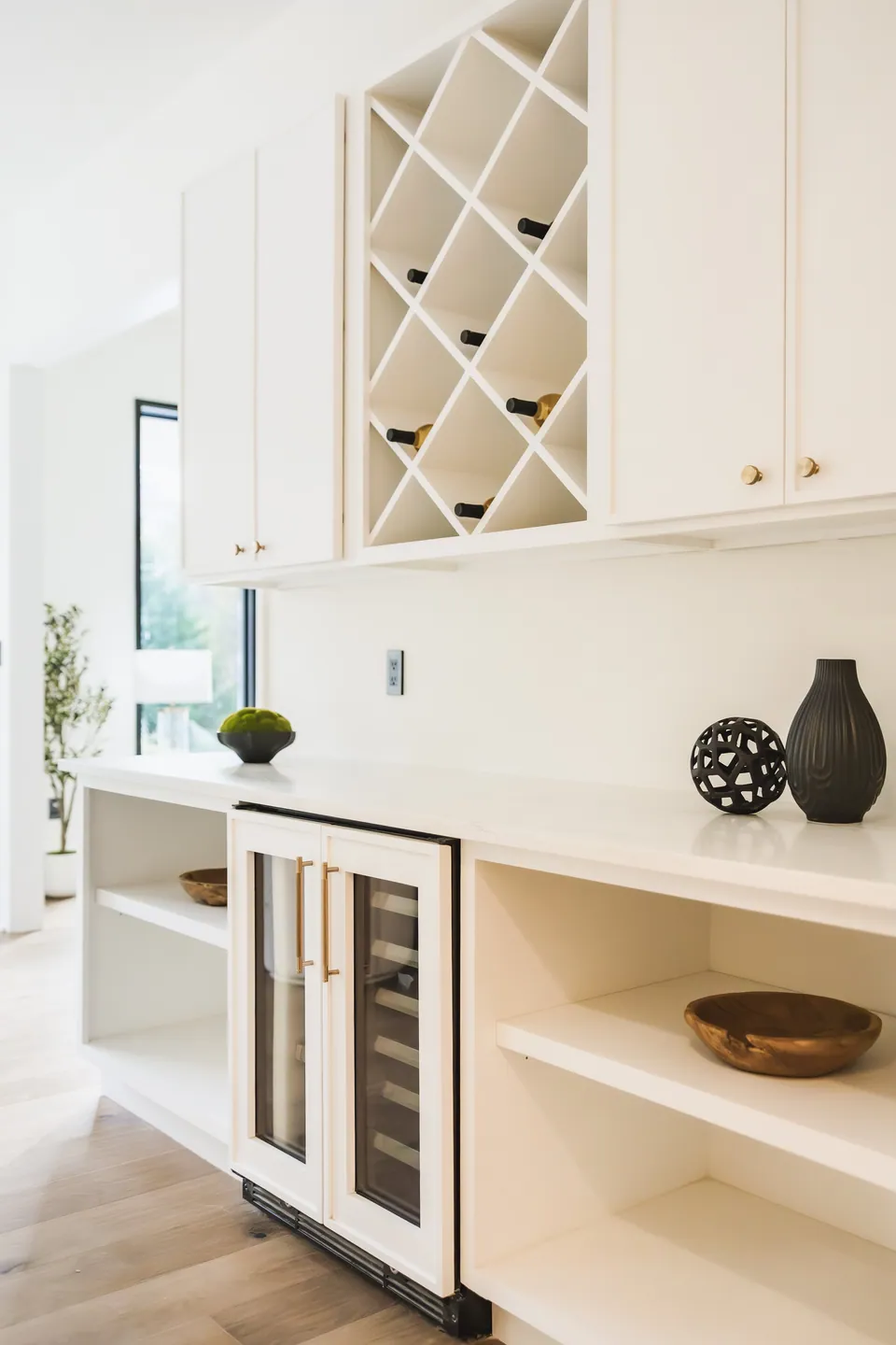 Bar cabinetry with wine storage
